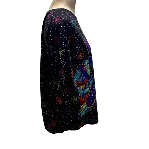 Vintage Y2K Laurel Burch Black Dog Butterfly Dot Top XXL - Picture 8 of 9